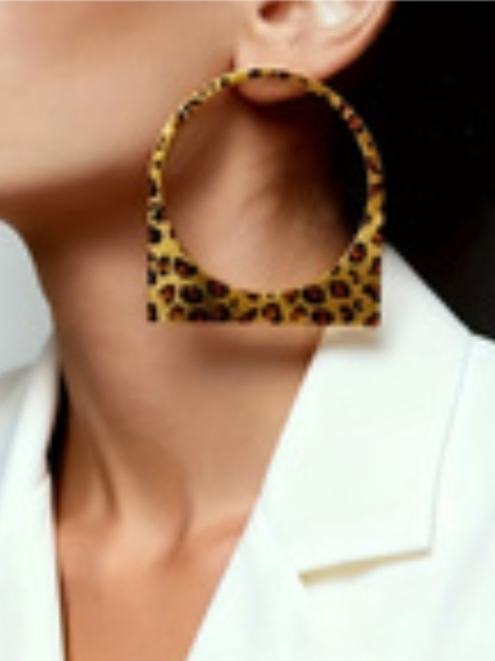 Leopard Print Geometric Earrings